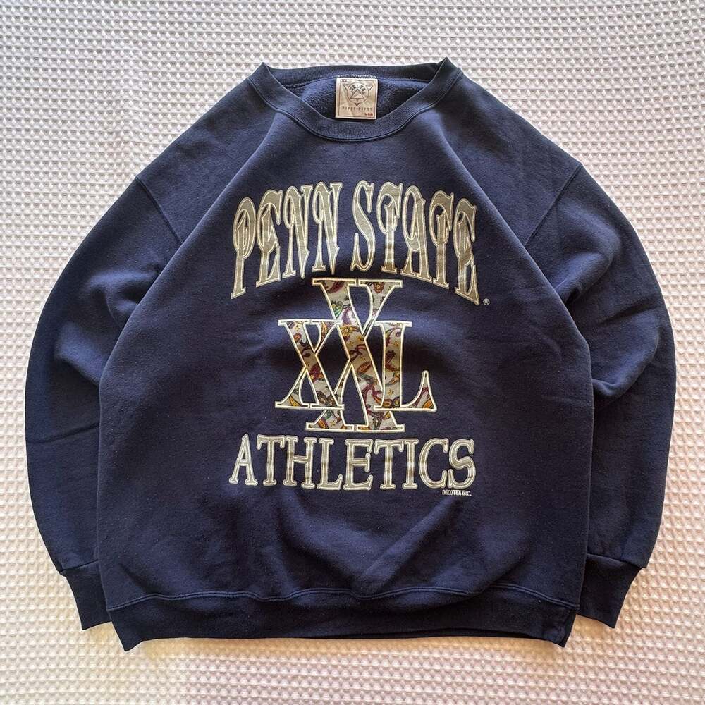 Rare Vintage 80-90s Penn State Athletics Paisley Crewneck Sweatshirt Delta Tag